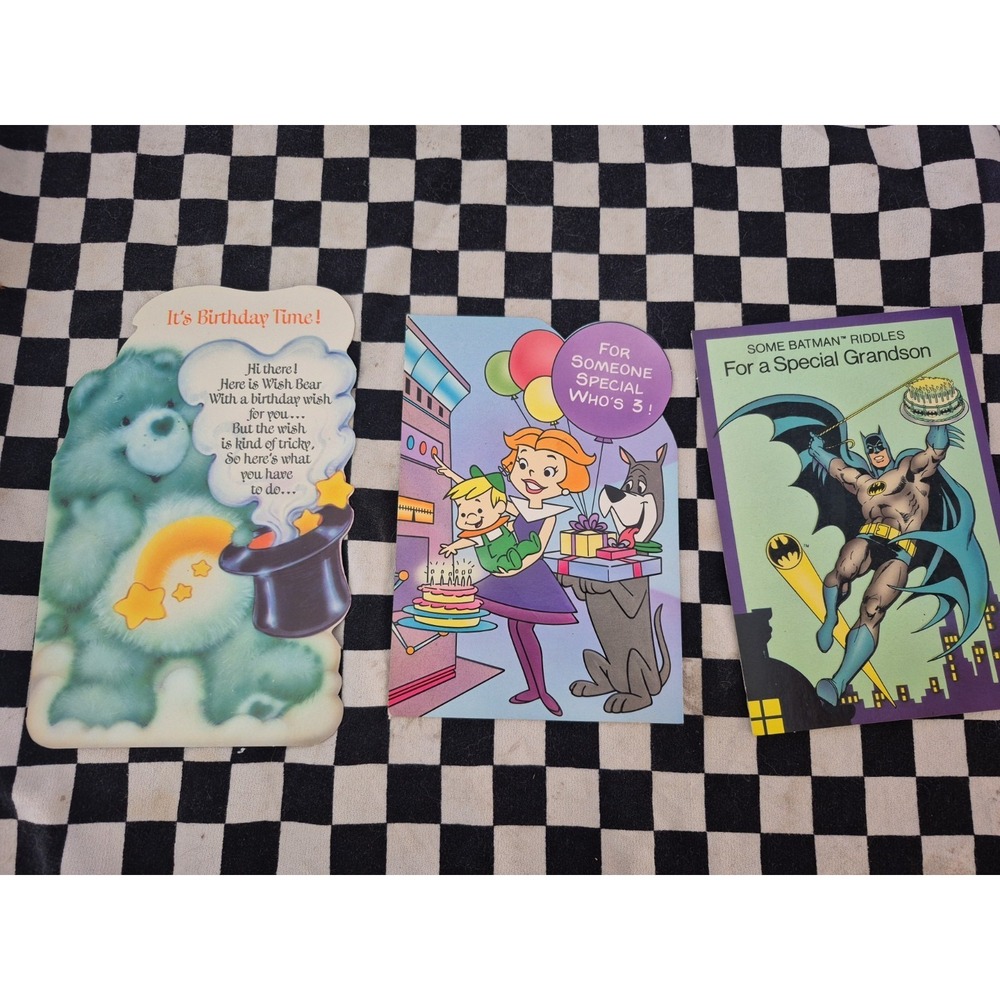 Vintage 1980s Licensed Greeting Card Lot – Care Bears, Batman, Hanna-Barbera